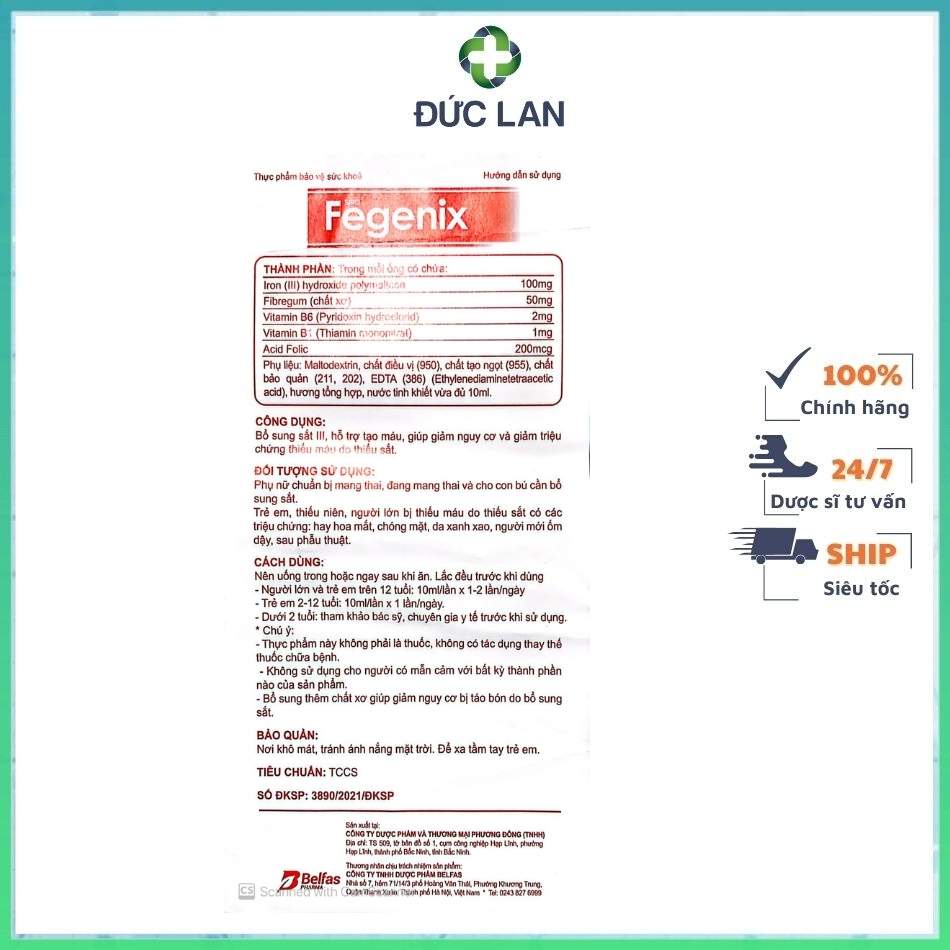 FEGENIX - GIẢM NGUY CƠ THIẾU MÁU DO THIẾU SẮT.