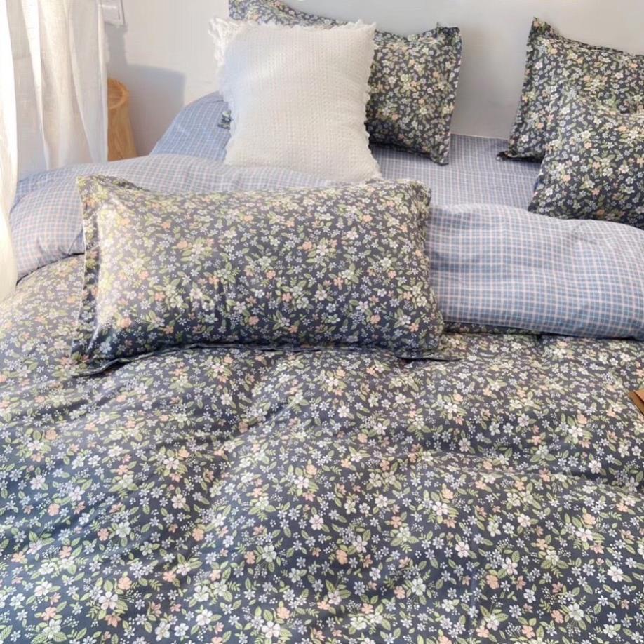 Trọn Bộ 4 Món Chăn Ga Gối Mền Cotton Poly. Thương Hiệu Evily Mẫu HOA NGUYỆT QUẾ sang chảnh - EvilyDecor