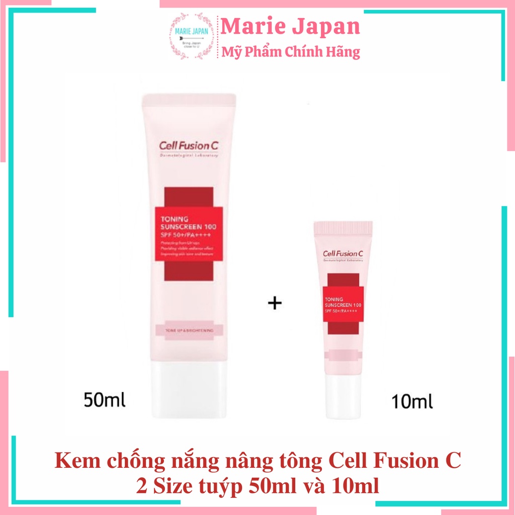 Kem chống nắng nâng tông cho da nhạy cảm Cell Fusion C Toning Sunscreen 100 SPF50+ PA +++ Hàn Quốc