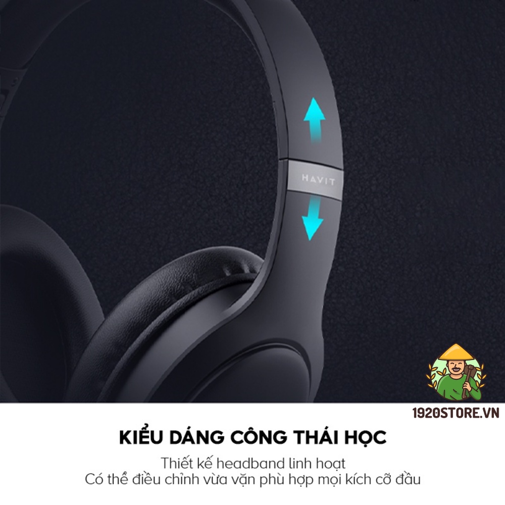Tai Nghe Headphone Bluetooth HAVIT H633BT, Công Thái Học, Led RGB, Nghe Đến 22H - Chính Hãng BH 12 Tháng
