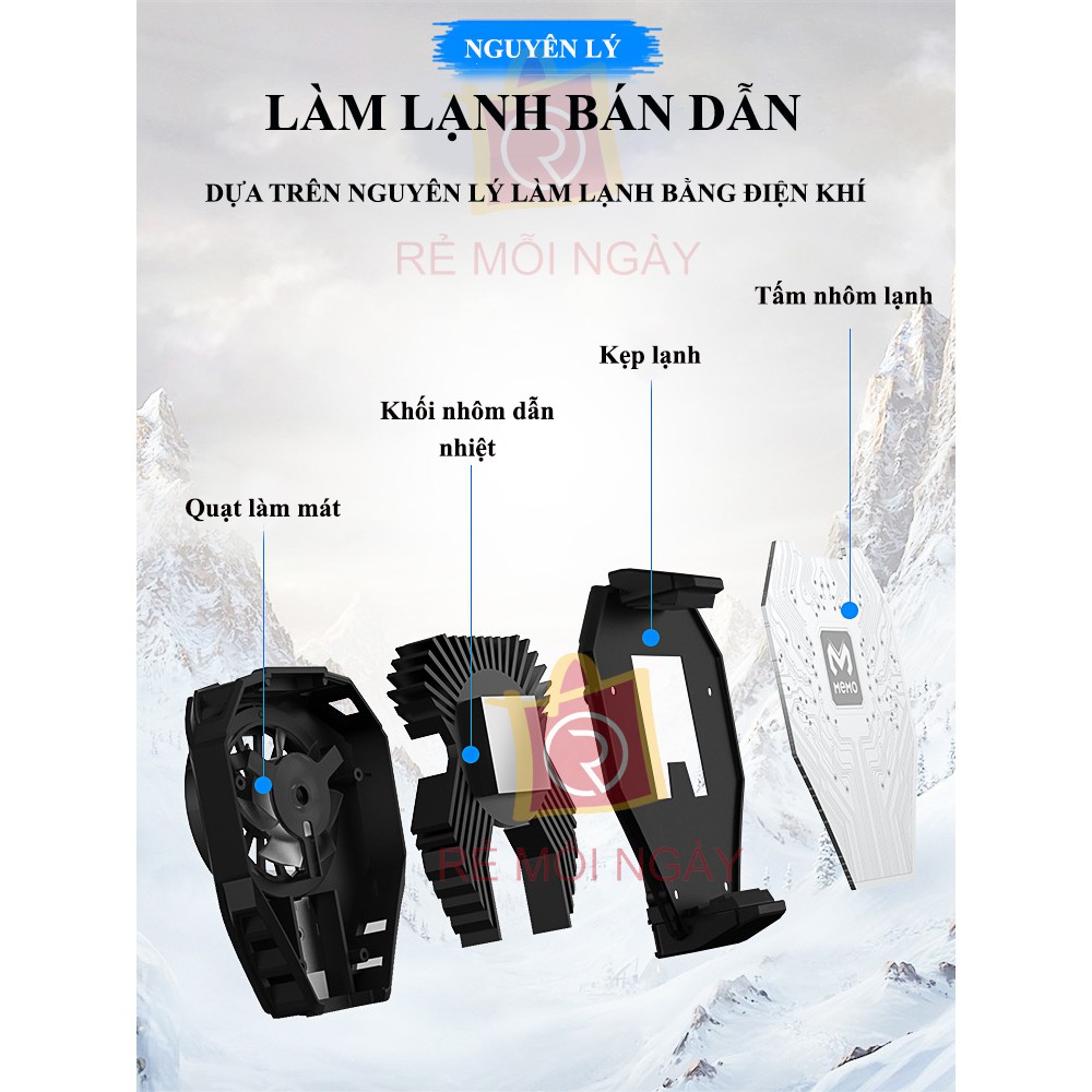 Quạt tản nhiệt điện thoại Memo DL06 - Quạt tản nhiệt sò lạnh bán dẫn làm mát tức thì tăng hiệu năng - Cooling Gaming | BigBuy360 - bigbuy360.vn