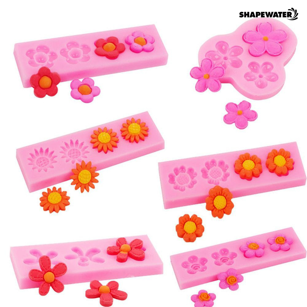 Khuôn Silicon Làm Bánh / Xà Phòng / Đất Sét Hình Hoa Dễ Thương DIY