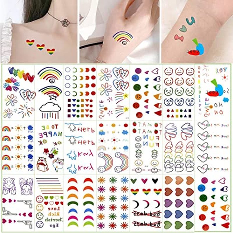 Set 30 hình xăm dán tạm thời hình cầu vồng quyến rũ cho nữ