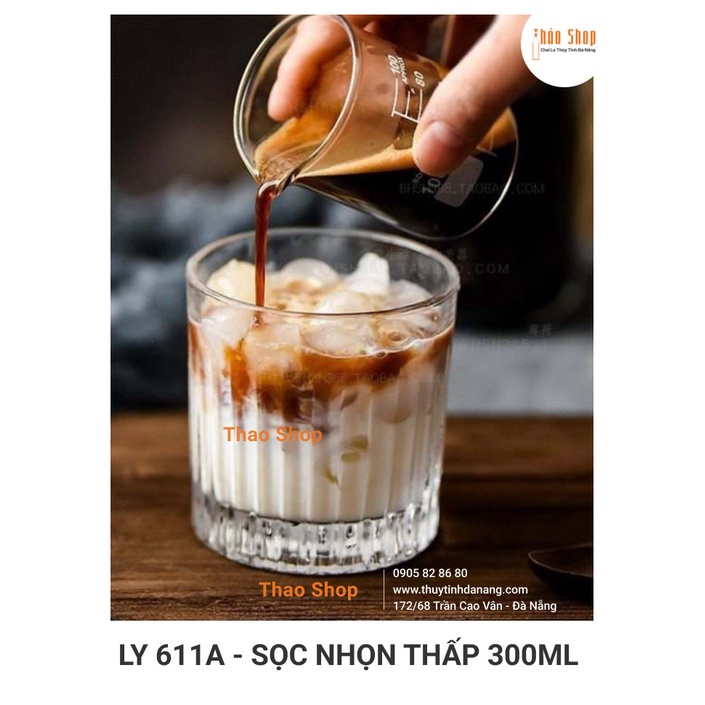 🚩 🚩Ly thuỷ tinh sang trọng  sọc nhọn thấp 300ml thuỷ tinh chịu nhiệt dung tích lớn