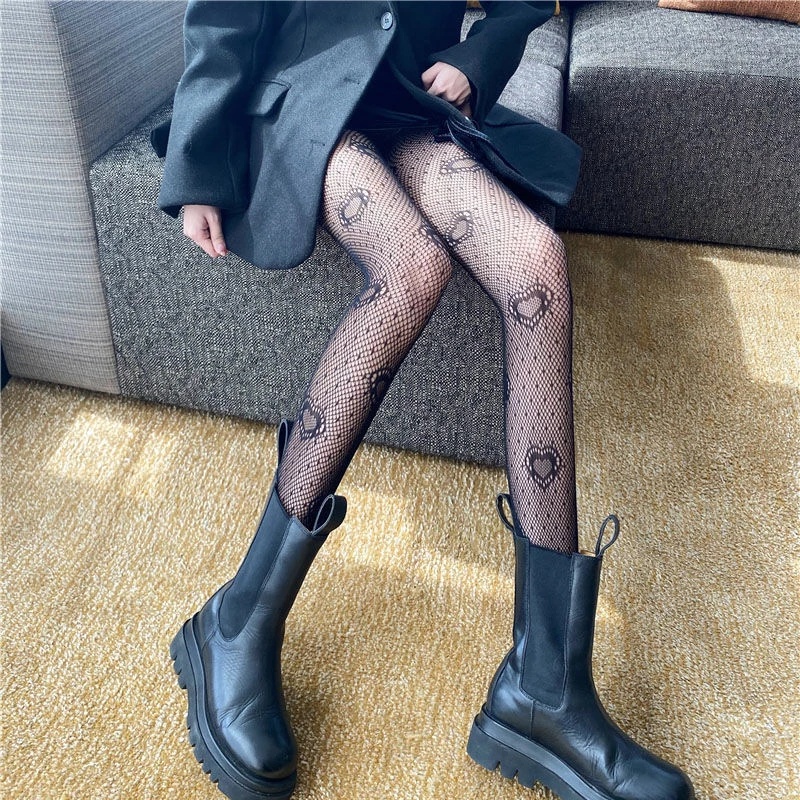 Tất quần cao vải lưới ren nylon đơn giản tạo hình hoa hồng màu đen cổ điển phong cách Nhật Bản thời trang dành cho nữ