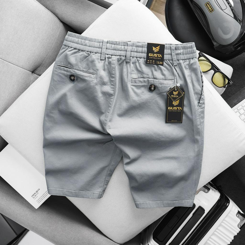 Quần Short Kaki Nam GUSTA mát mẻ năng động trẻ trung kèm dây rút tiện lợi - SKK02