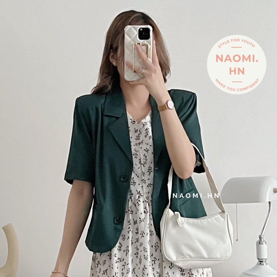 Áo blazer tay ngắn dáng ngắn croptop có độn vai đứng form. Blazer croptop tay ngắn trẻ trung nhiều màu hothit