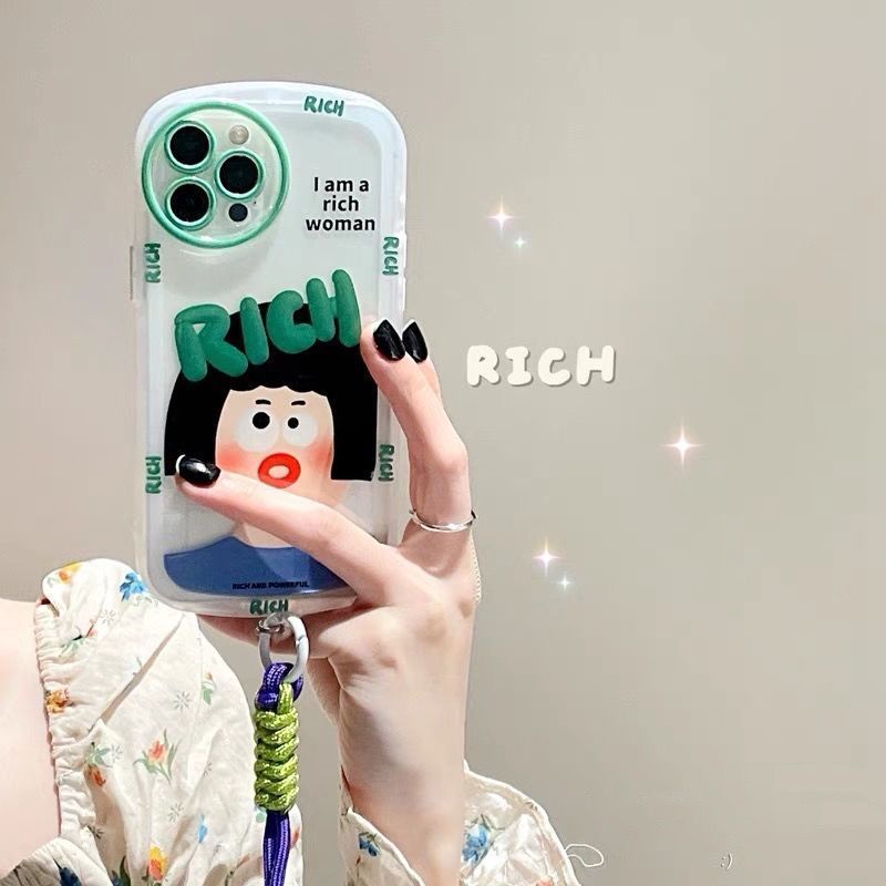 Ốp Điện Thoại In Hình Cô Gái Giàu Có Dây Đeo Cho IPhone 12 13 11 Pro Max X Xs Max Xr