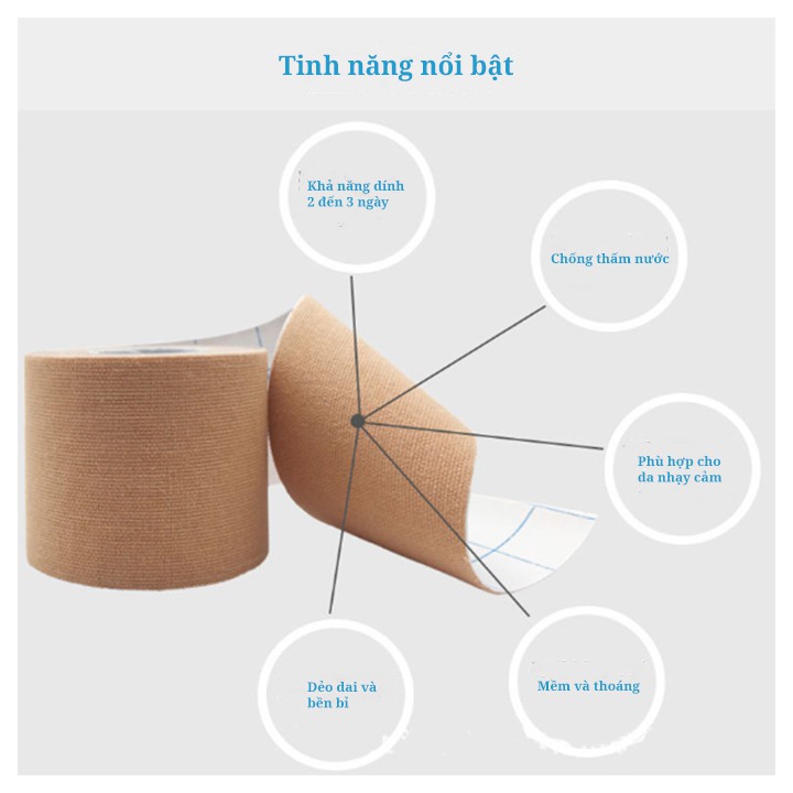 Băng dán cơ thể thao kinesiology XK50 cuộn dài 5m