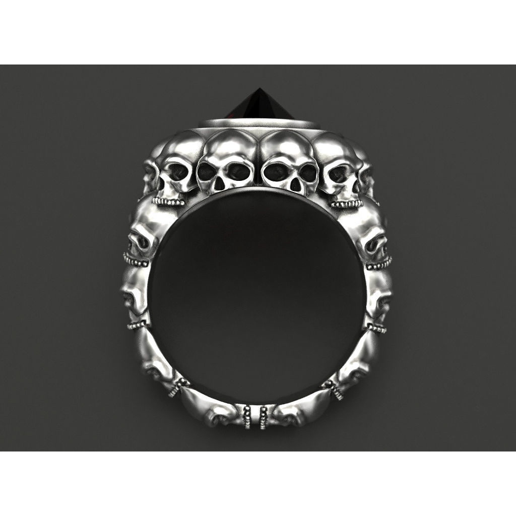 Nhẫn ZANZEA mạ bạc 925 hình đầu lâu đính đá thời trang