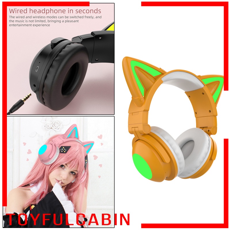 ✨Hàng sẵn sàng✨Tai nghe chơi game không dây bluetooth 5.0 kết cấu tai mèo 3c dễ thương