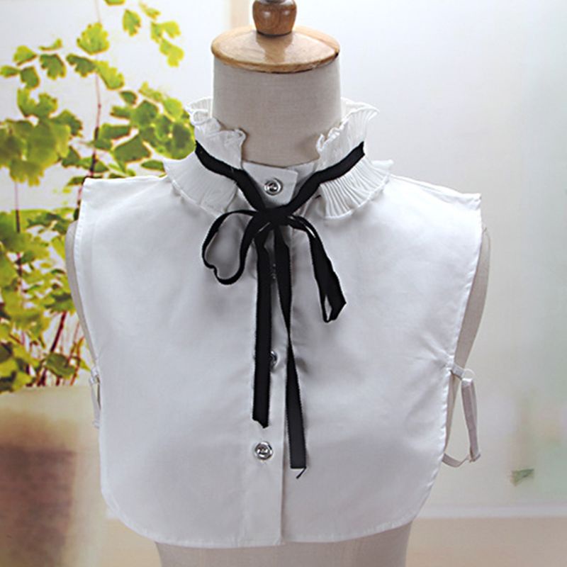 Áo Thun Cotton Cổ Đứng Xếp Ly Cột Dây Ruy Băng Thắt Nơ Có Thể Tháo Rời Phong Cách Hàn Quốc Thanh Lịch Cho Nữ