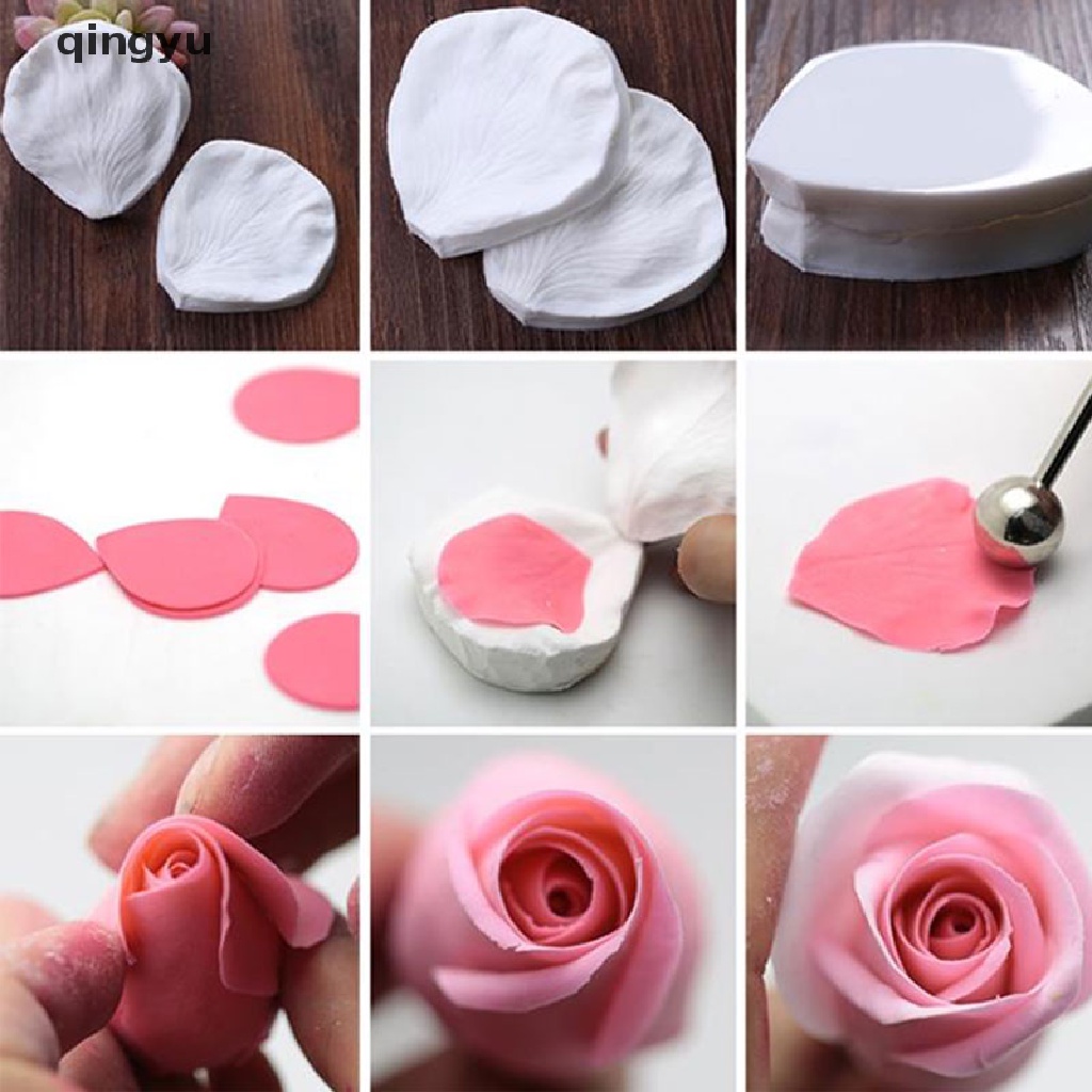 Khuôn silicone tạo hình cánh hoa hồng trang trí bánh