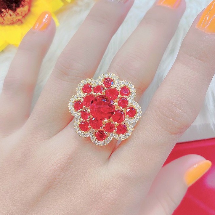 Nhẫn Nữ Đá Hoa Nhiều Màu - Mẫu Đẹp - Độc - Lạ - Giống Thật 99% UN3105014 - Đeo Đi Tiệc Lên Hình Cực Sang