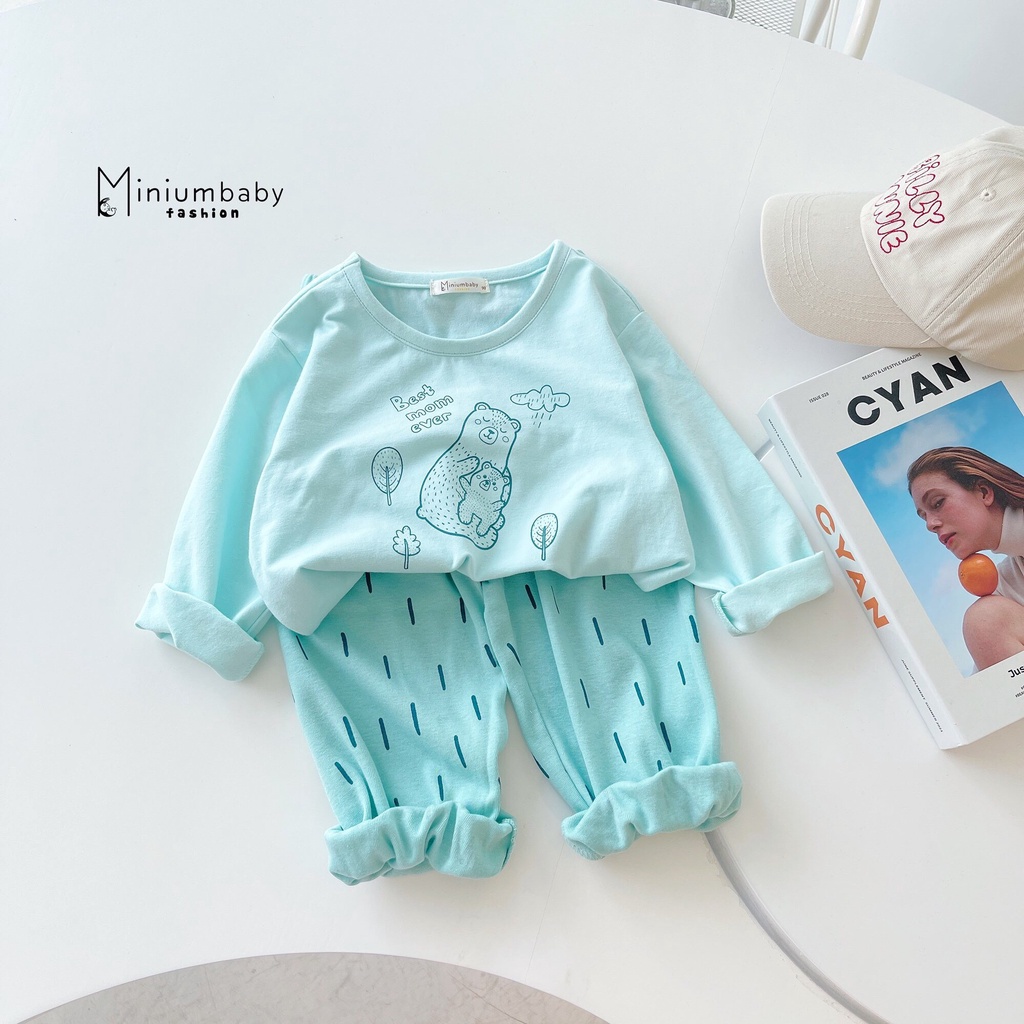 Bộ bé gái thu đông dài tay vải cotton mềm mại cho bé, bộ thun bé gái hoạ tiết dễ thương vải đẹp
