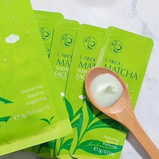 Bịch 15 miếng mặt nạ ngủ trà xanh matcha mud mask laikou