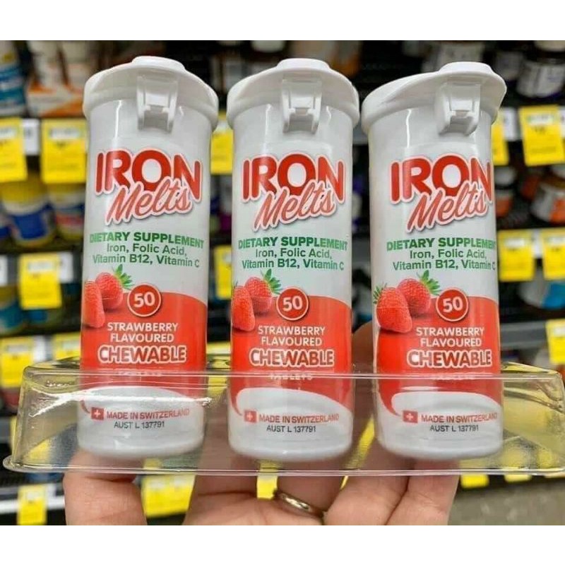 Sắt ngậm Iron melts Úc lọ 50 viên 🔥Cam kết chính hãng 🔥