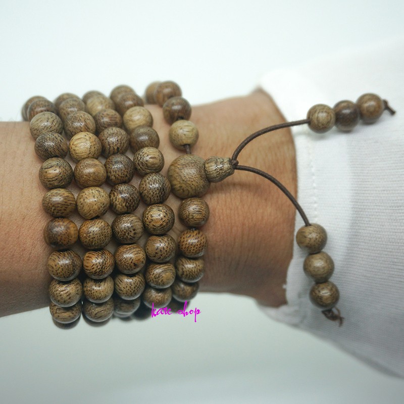 ( Tặng Lá Bồ đề ) Vòng Tay Trầm Hương Chuỗi Tràng Hạt 108 Trầm Tốc Lào Tự Nhiên 6/7/8mm ( G1022A, G1022A1, G1022B ) | BigBuy360 - bigbuy360.vn