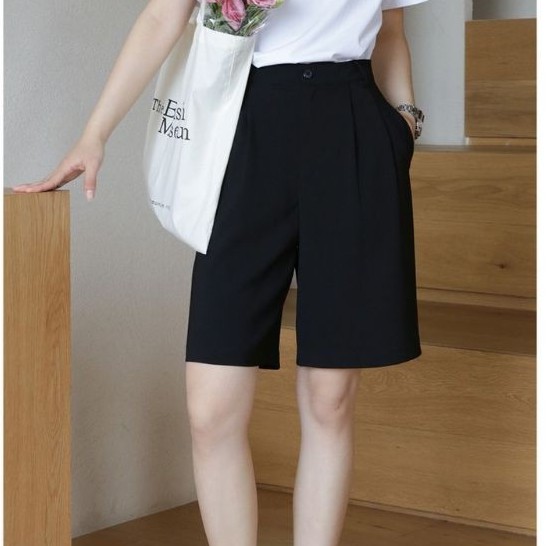 Quần Culottes Dáng Short Quần Đùi Nữ Ống Rộng Lưng Cao Hàng Quảng Châu