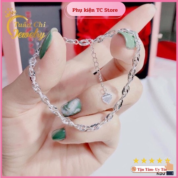 Lắc Tay Bạc  FREESHIP Vòng Tay Bạc Nữ Dây Xoắn Long Lanh, Bạc Chuẩn Sáng Bóng