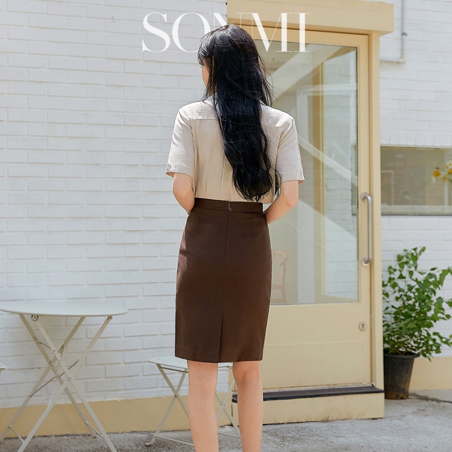 Áo Linen Nữ SONMI Hàn Quốc Kiểu Áo Sơ Mi Tay Ngắn Cổ Vest Công Sở Cao Cấp Form Rộng MALLORY OPAL
