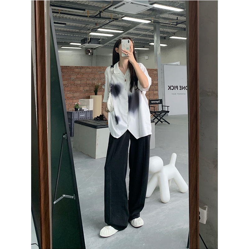 Áo Sơ Mi Tay Ngắn Dáng Rộng Phong Cách Hong Kong Thời Trang Mùa Hè Cho Nữ