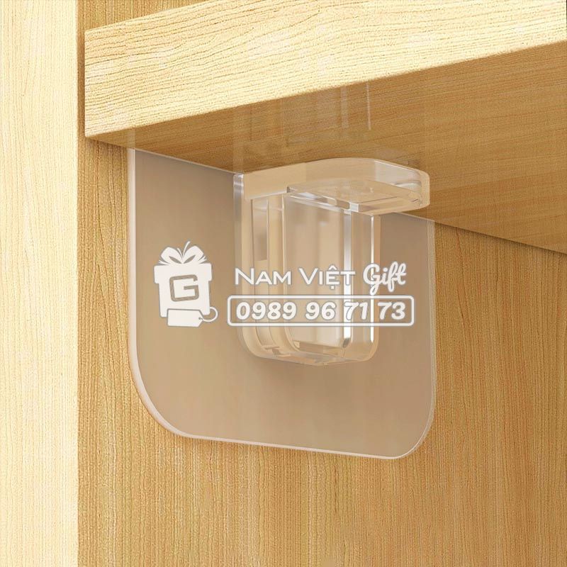 Miếng dán Ke góc đỡ kệ gỗ, chia ngăn tủ, không cần đóng đinh