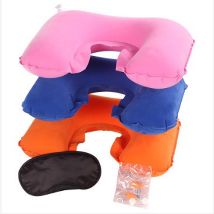 Combo gối hơi du lịch, miếng che mắt và 2 nút bịt tai khi ngủ
