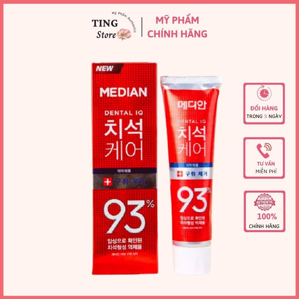 Kem đánh trắng răng Hàn Quốc Median Dental 93 màu đỏ hỗ trợ làm trắng răng đánh bay mảng bám trên răng