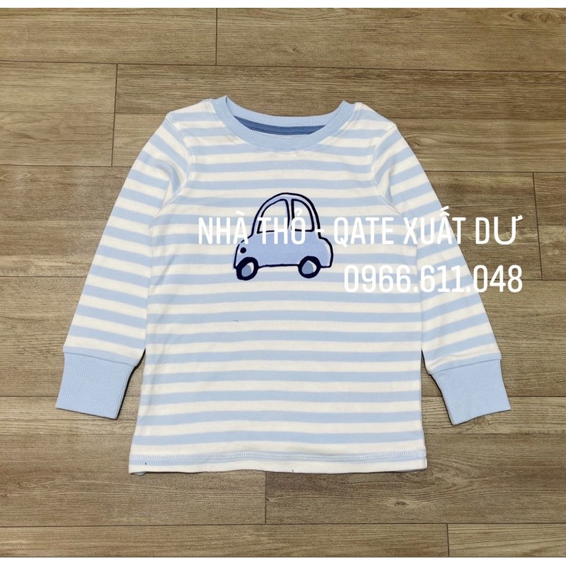 ÁO PHÔNG DÀI TAY XUẤT XỊN HOẠ TIẾT SỌC VÀ OTO CHO BÉ TRAI size 12/18M