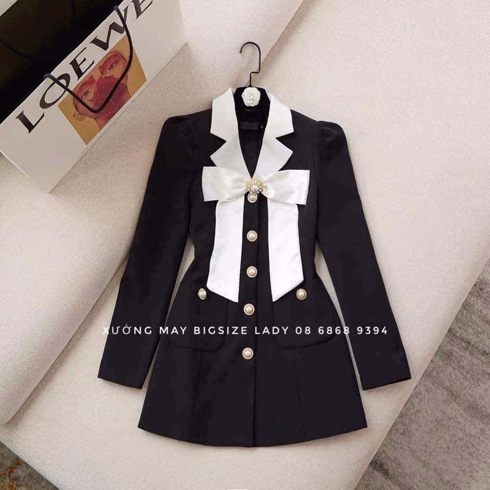 Đầm Cổ Vest Buộc Nơ Tay Dài Rose Fashion