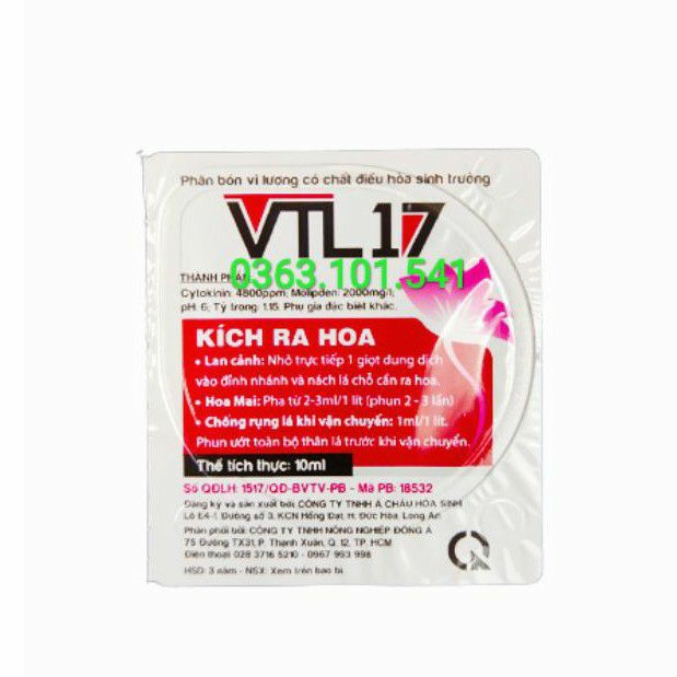 Kích Ra Hoa VTL 17 - Kích Ra Hoa Trực Tiếp Trên Đầu Ngọn - 10ml