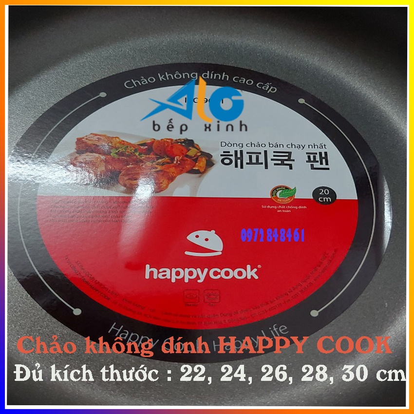 Chảo chống dính Happycook / Chảo không dính - chảo trơn - SIZE 16, 18, 22, 24, 26, 28, 30 cm - BH 6 tháng - Alo Bếp xinh