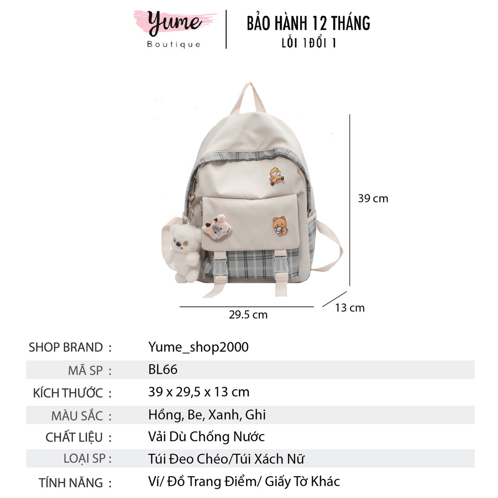 [Tặng Kèm Sticker + Gấu] Balo Nữ Ulzzang Chống Nước, Cặp Xách Sinh Viên Học Sinh Thời Trang Hàn BL66