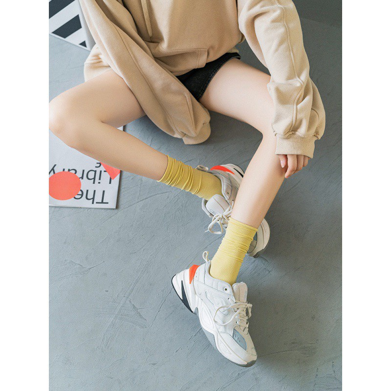 Combo 5 Đôi Tất Cao Cổ Nhún Trơn Chất Đẹp Nhiều Màu Phong cách Hàn Quốc Vintage