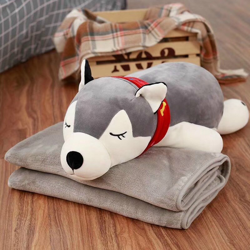 Gấu Bông Có Mền 3in1 Hình Chó Husky