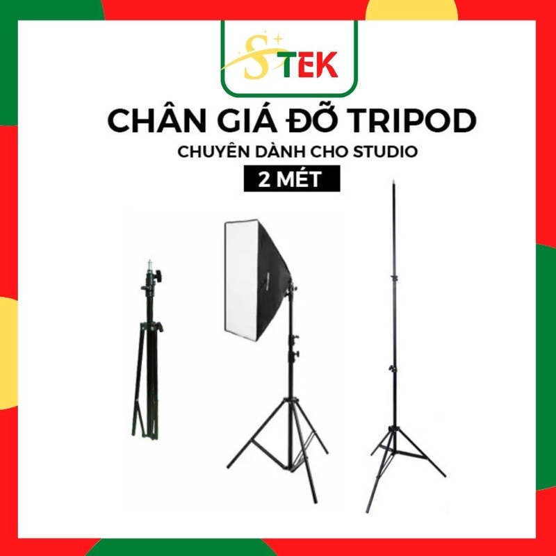 Chân đèn kẹp giá đỡ 2m tripod Studio giữ điện thoại máy ảnh đèn led dành cho studio chuyên nghiệp