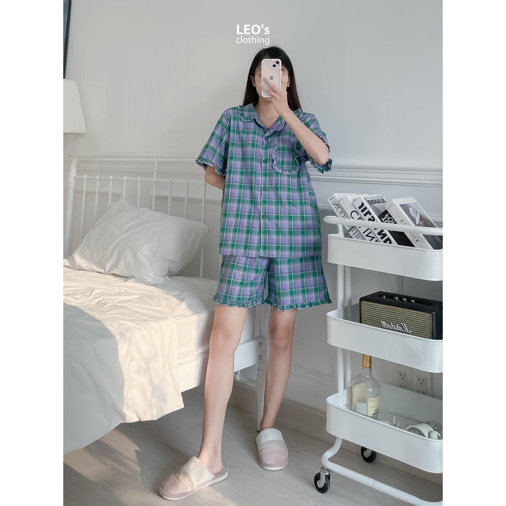 Bộ Đồ Ngủ Pijama Ngắn Cổ Bèo LEO's clothing DBB12