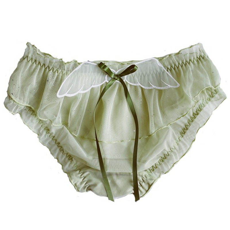 Quần Lót Lưới Thoáng Khí Thoải Mái Viền Ren Hình Cánh Thiên Thần Ngọt Ngào Cỡ Lớn Cho Nữ