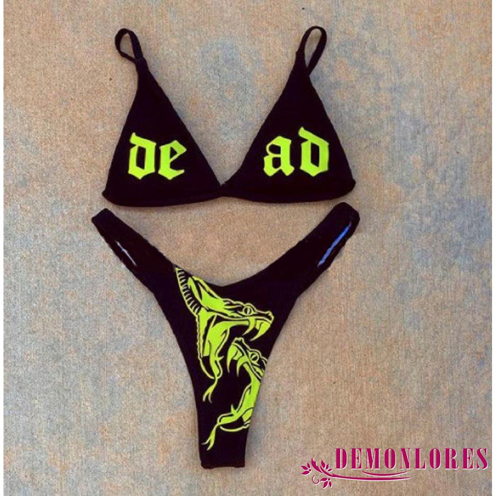 Bộ đồ bơi bikini hai mảnh không tay in họa tiết cổ điển gợi cảm cho nữ