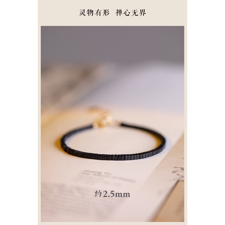 [Hàng Mới Về] Vòng Tay Đính Đá Đen Phong Cách Retro Cá Tính Thời Trang Mùa Hè