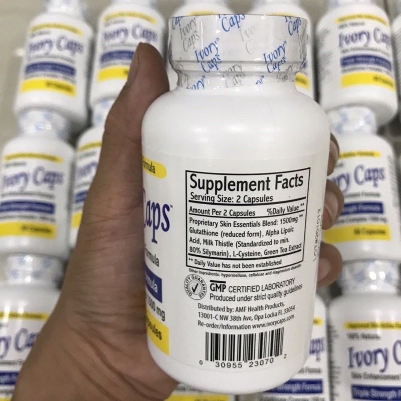 Viên Uống Ivory Caps Triple Strength Formula 1500mg 60 viên của Mỹ bổ sung Glutathione