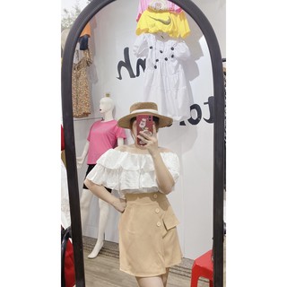 Set áo trễ vai chân váy