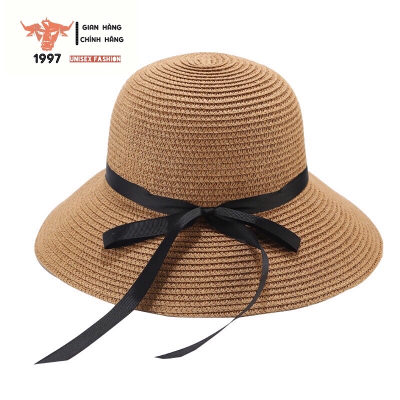 Nón cói đi biển nơ dài siêu xinh, mũ cói thời trang giá rẻ
