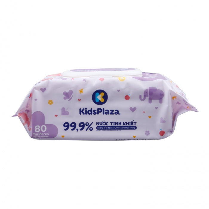 Khăn ướt 99,9% nước tinh khiết Kids Plaza bịch 80 tờ/100 tờ