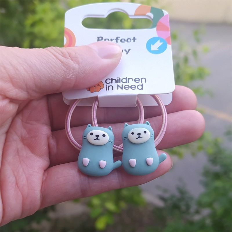 Set 2 Dây Cột Tóc Co Giãn Hình Vịt / Voi Hoạt Hình Dễ Thương Cho Bé Gái