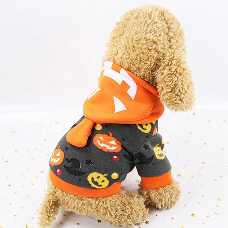 Áo hoodie họa tiết bí ngô Halloween cho thú cưng