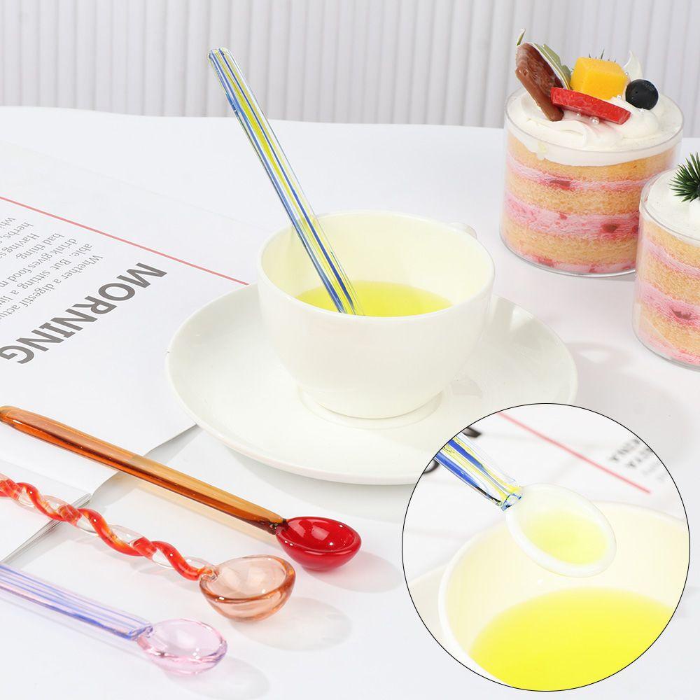 WATTLE Muỗng Thủy Tinh Uống Sữa Tráng Miệng Hình Xoắn Ốc