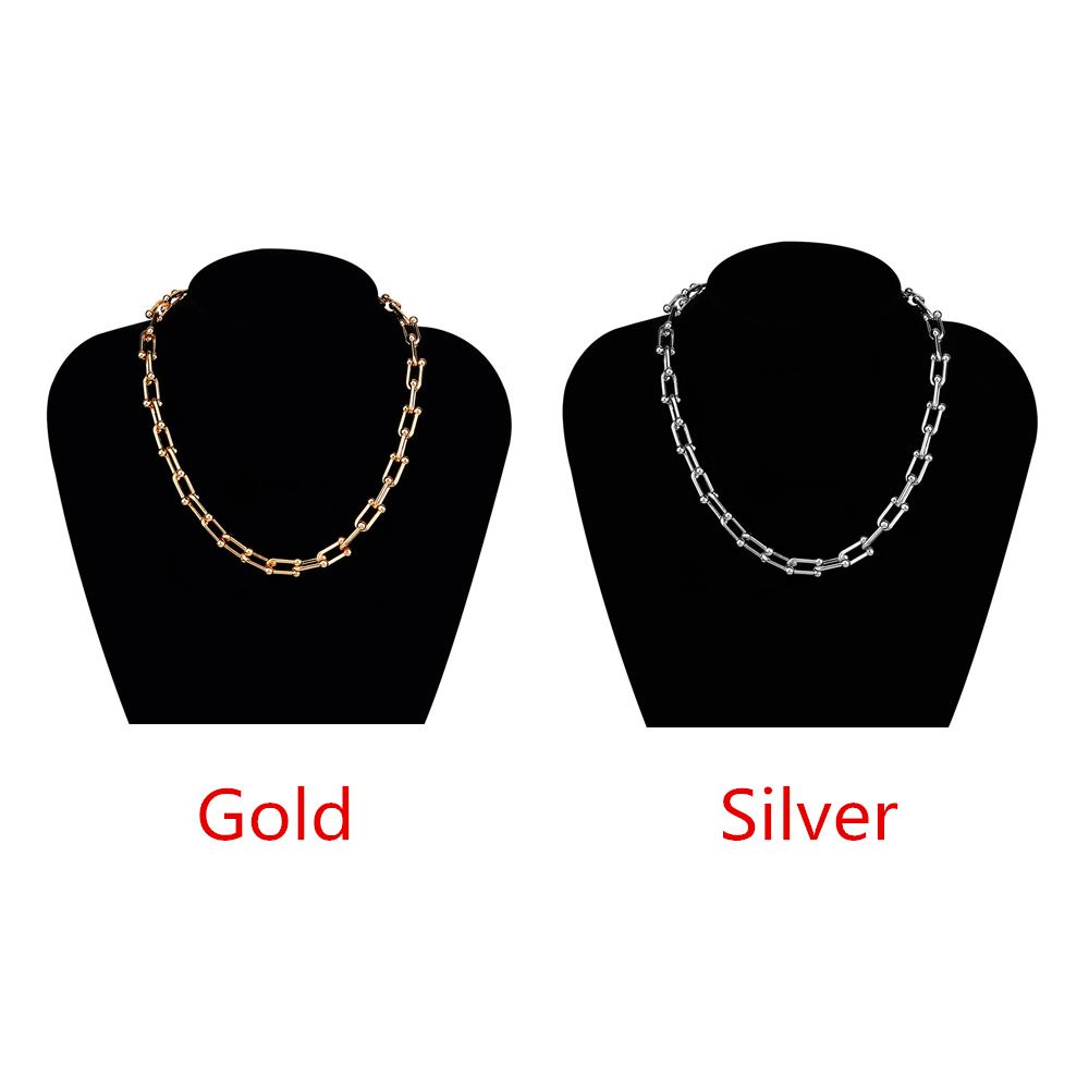 Vòng cổ Dạng Chuỗi Xích Mặt Chữ U Nhiều Màu Phong Cách Punk Thời Trang Cho Nam Và Nữ