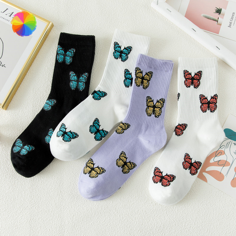 BUTTERFLY Vớ Cotton Màu Trơn Thời Trang Nữ Tính